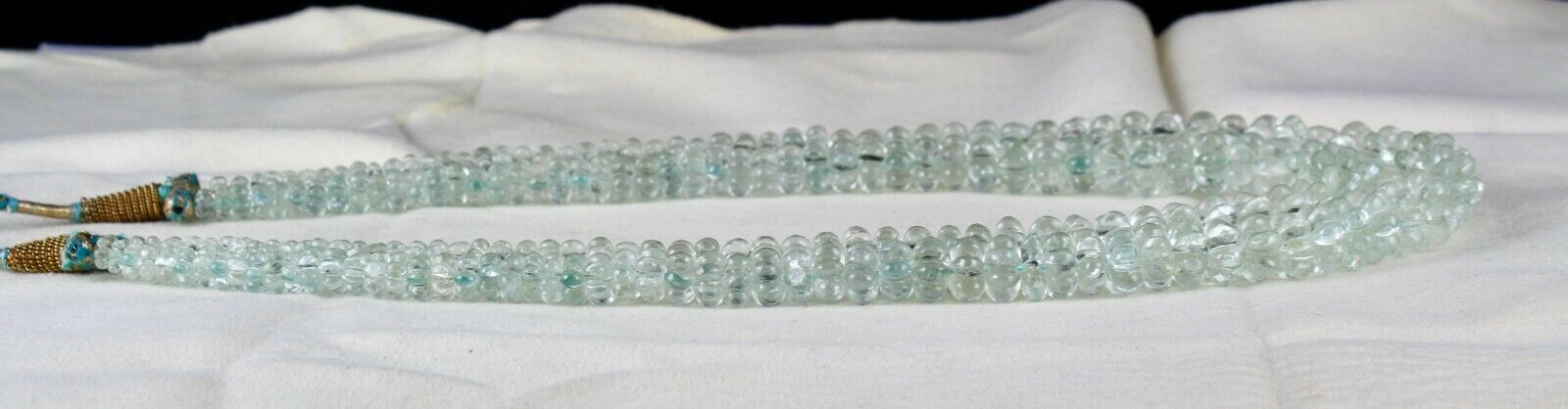 Aquamarine Carved Melon Beaded Necklace 2 L 567 Carats Natural Gemstone String