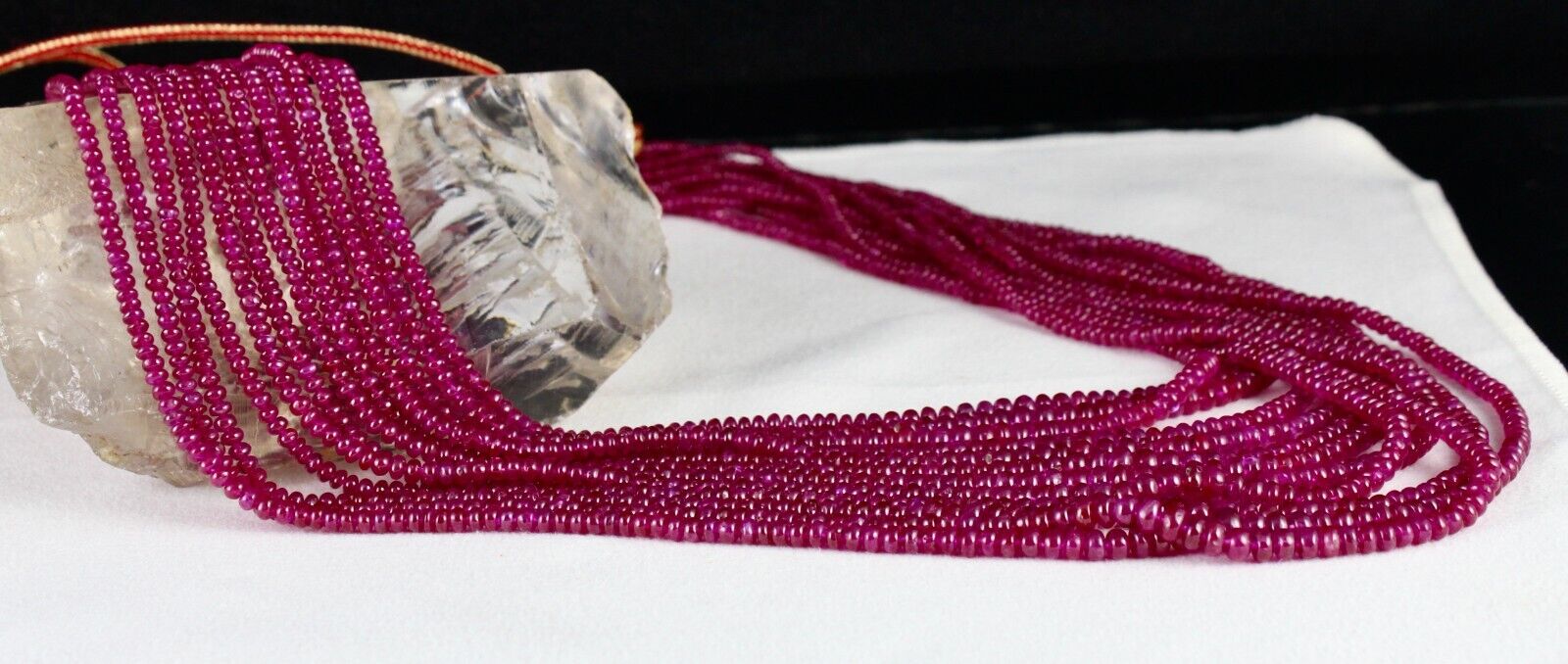 Natural Burma Ruby Beads Round 12 L 691 Ct Certified Reddish Gemstone Necklace