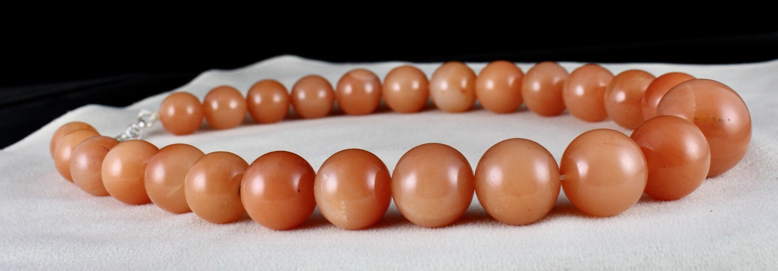 Natural Orange Quartz Necklace 1553 Ct Round Beads Sterling Silver Clasp