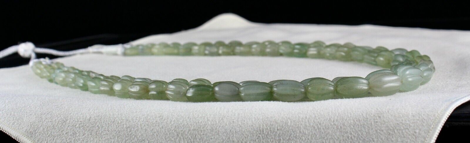 NATURAL INDIAN JADE CARVED LONG BEADS 2 L 484 CARATS GEMSTONE FASHION NECKLACE