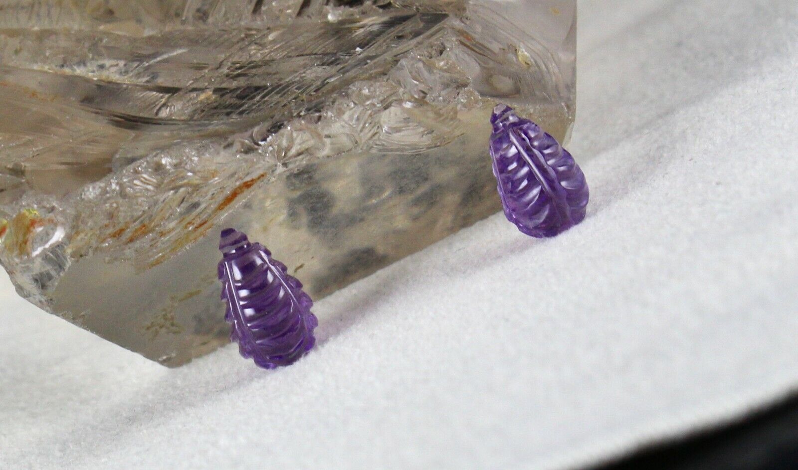 NATURAL AMETHYST CARVED DROPS 11 PCS 71 CTS LOOSE GEMSTONE EARRING NECKLACE SET