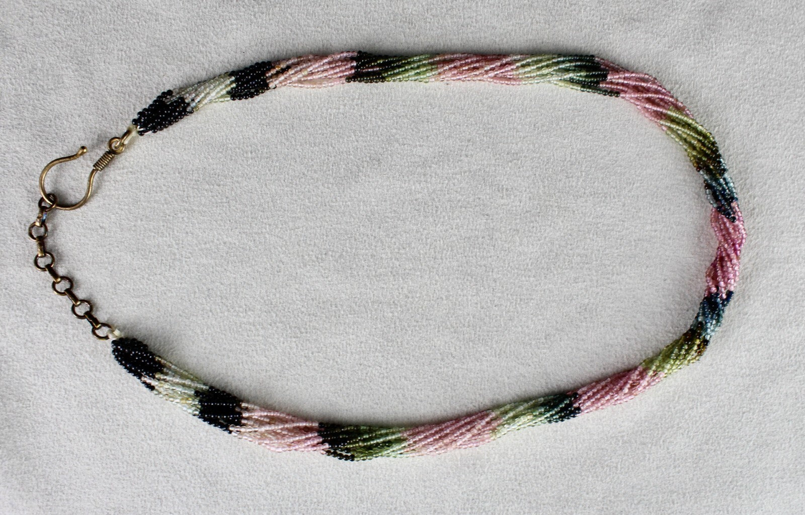 Sterling Silver Necklace 10 Line Multi Tourmaline Beads 109ct Round Gemstone