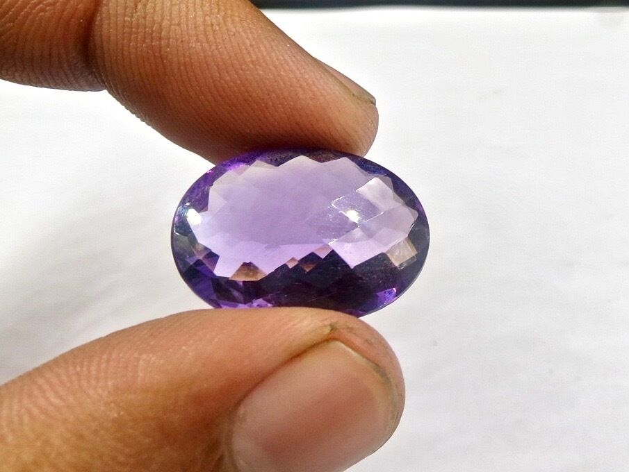 Natural Amethyst Faceted Oval 15.47 Ct Semi Precious Gemstone Ring Pendant