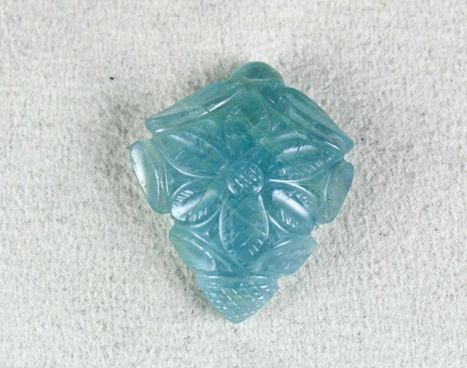 Gtl Certified Natural Blue Aquamarine Carved 49.71 Cts Gemstone Pendant Design