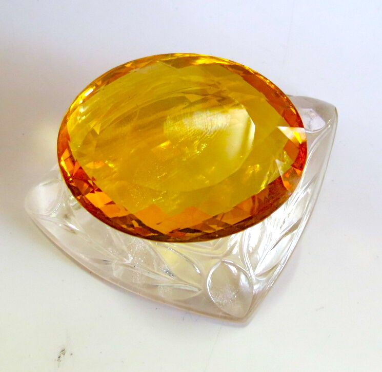 Fine Natural Yellow Citrine Oval Cut 46X37mm 242 Ct Big Gemstone Pendant Design