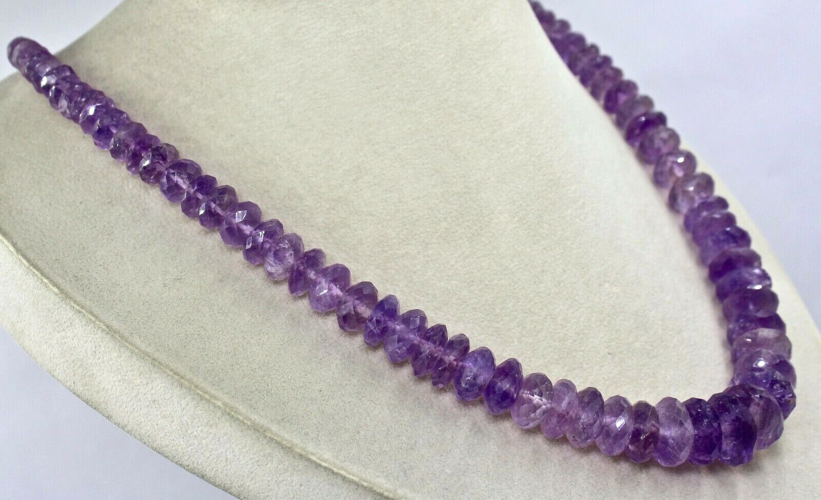 NATURAL AMETHYST BEADS FACETED ROUND 1 LINE 600 CARATS GEMSTONE FASHION NECKLACE