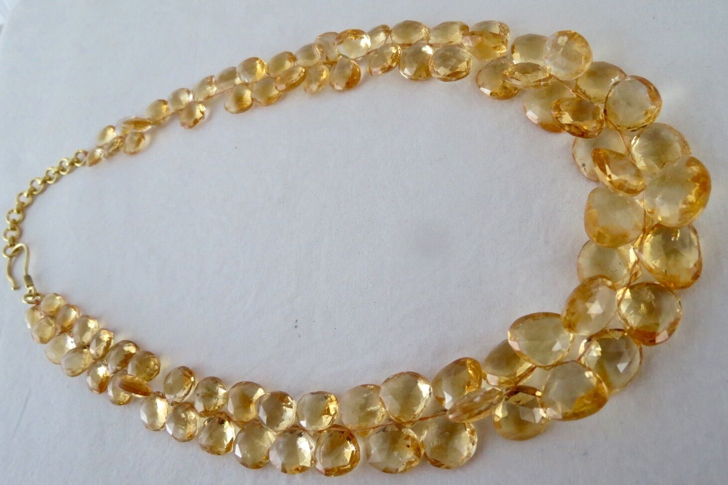 Natural Yellow Citrine Heart Teardrops 410 Ct Gemstone Party Silver Necklace