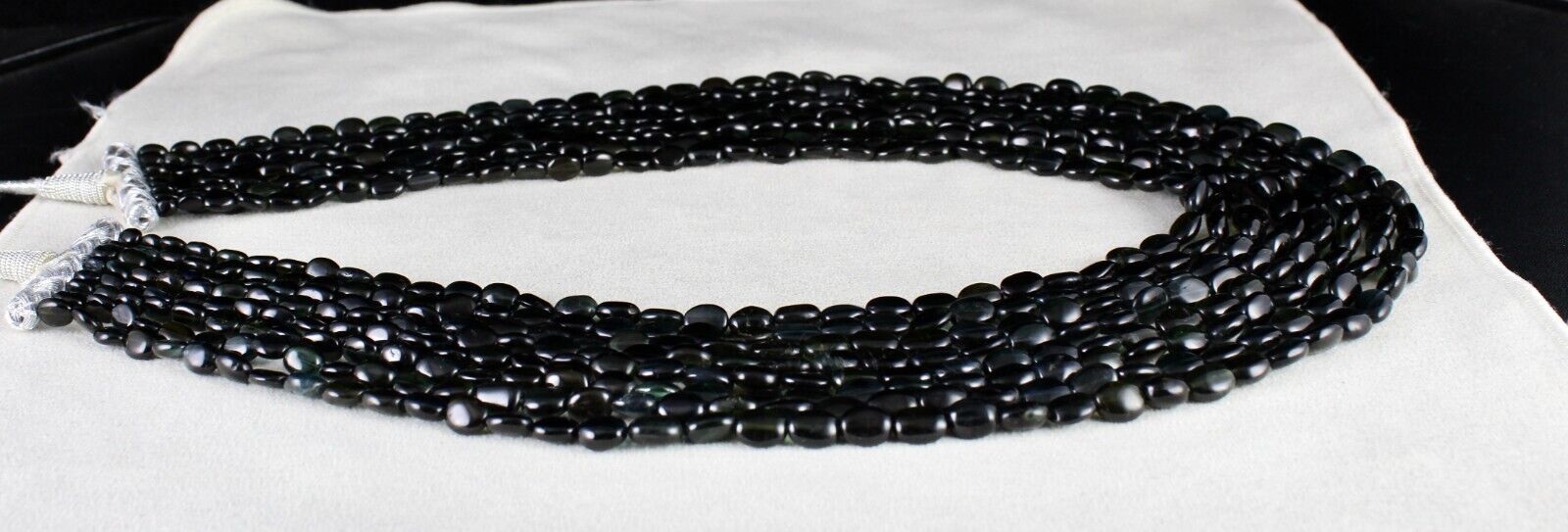 Elegant Natural Black Tourmaline Long Beads 8 L 898 Ct Gemstone Fashion Necklace