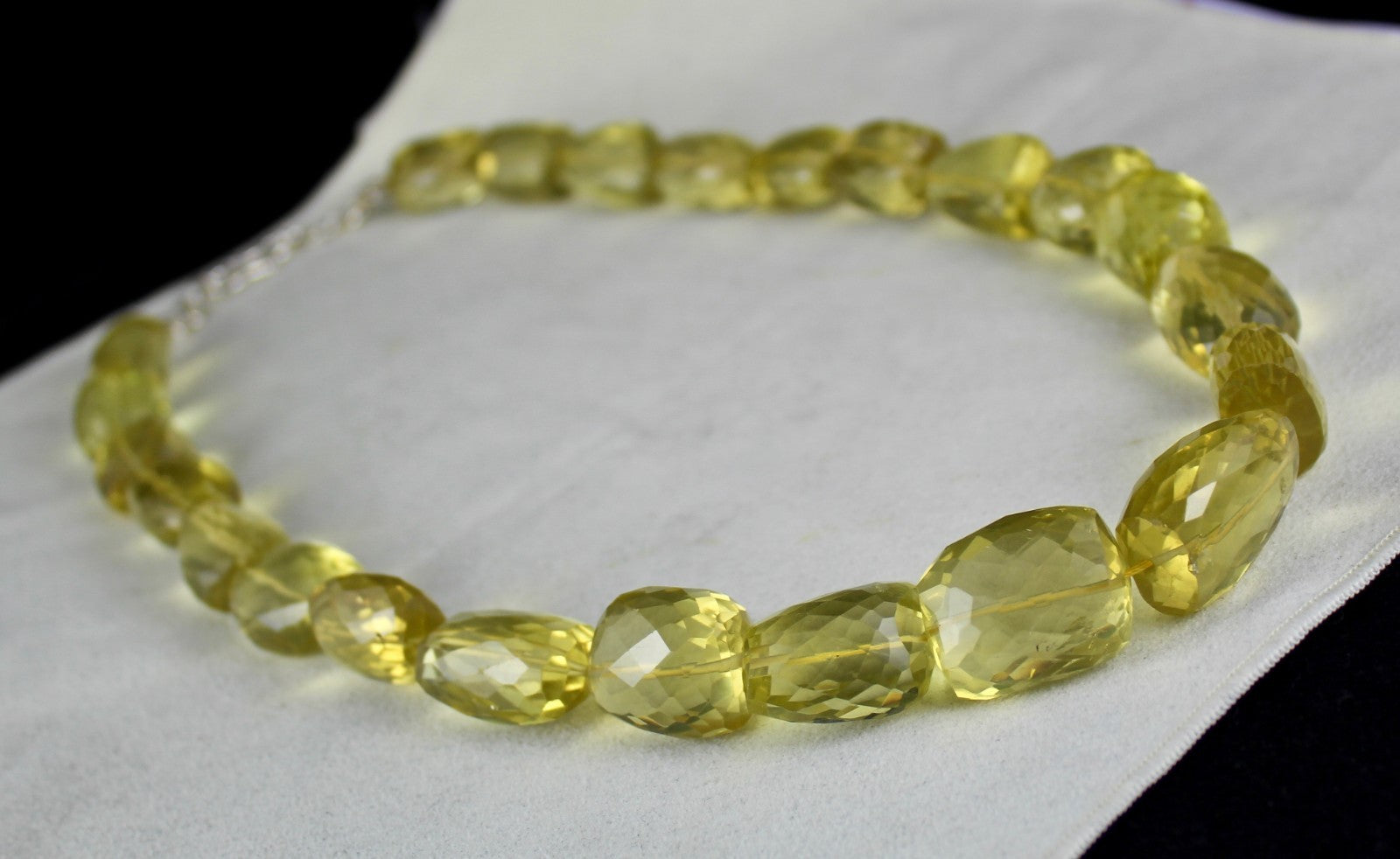 Certified Natural Lemon Quartz Beads 1354 Ct Faceted Sterling Silver Necklace