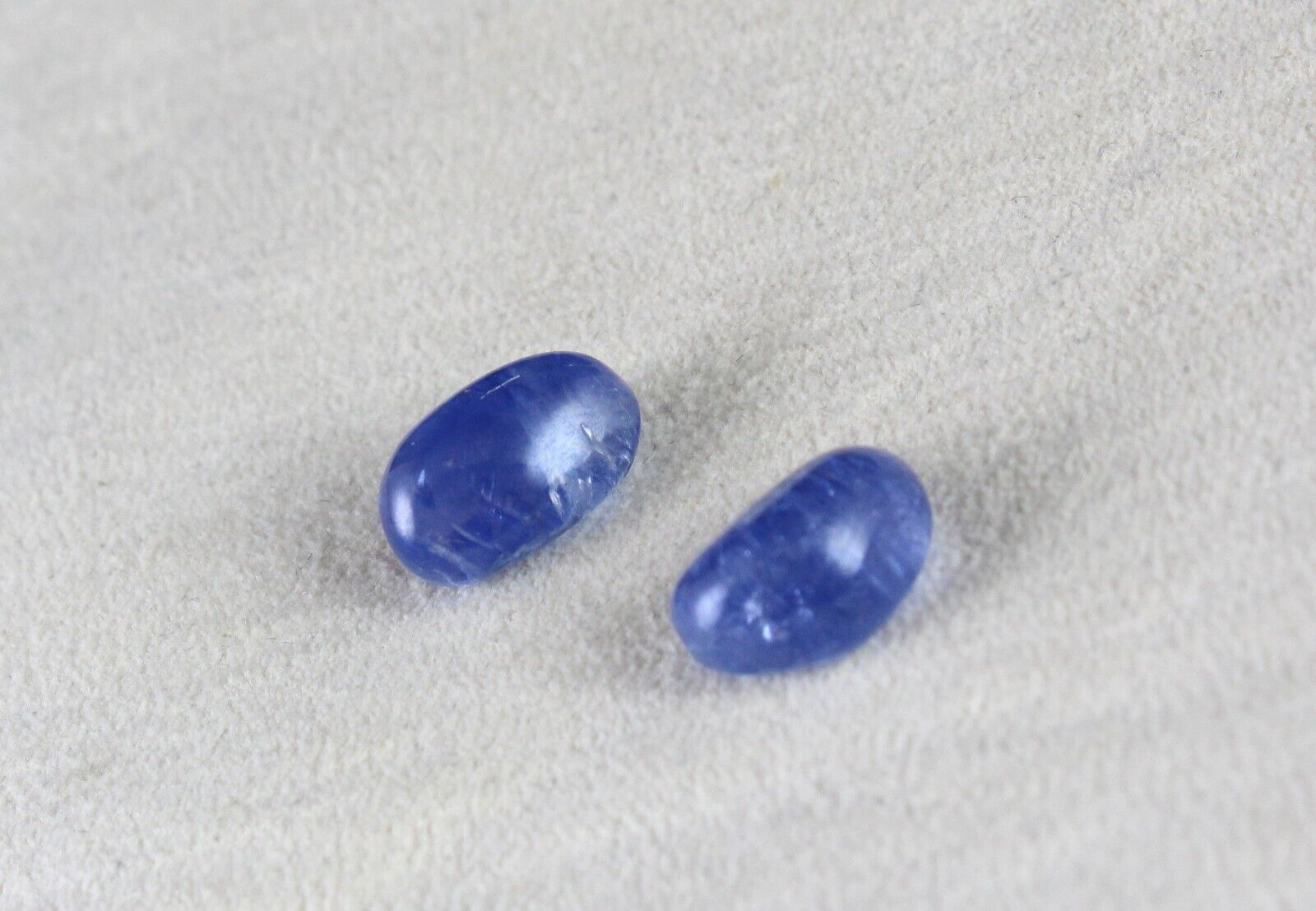 NATURAL BURMESE BLUE SAPPHIRE 13.85 CT LONG OVAL CABOCHON GEMSTONE PAIR EARRING