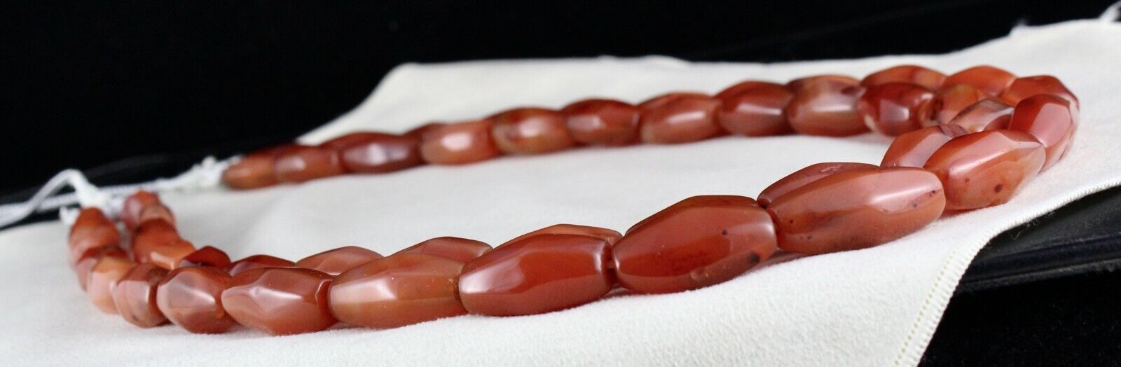 RED NATURAL CARNELIAN BEADS BARREL 2 LINE 1247 CARATS GEMSTONE FASHION NECKLACE