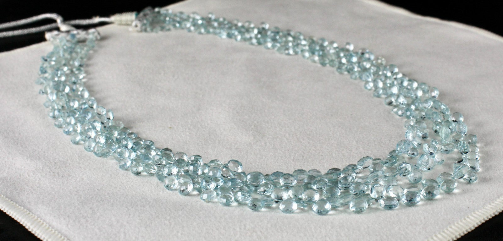 Certified Natural Aquamarine Necklace 253 Ct Blue Faceted Gemstone Tear Drops