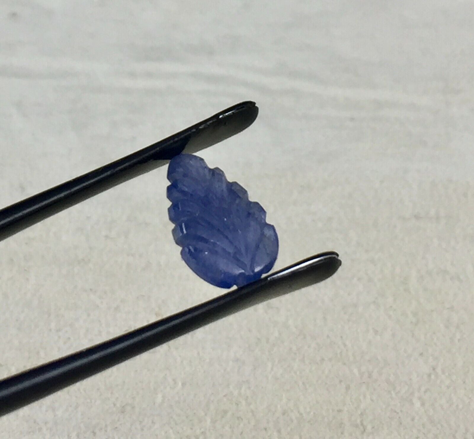 NATURAL BLUE SAPPHIRE CARVED LEAF 3.44 CTS UNHEATED BURMA GEMSTONE RING PENDANT