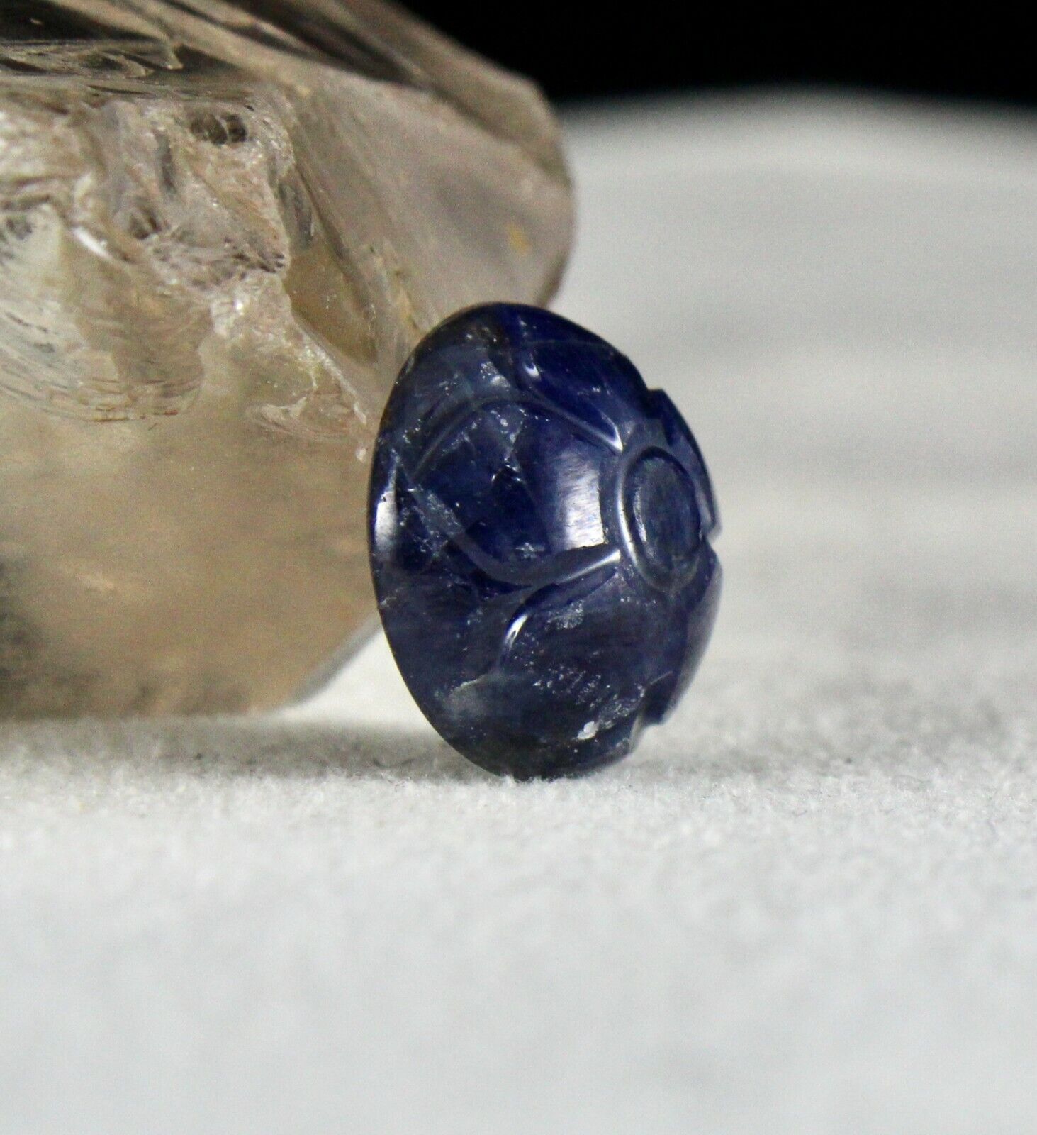 NATURAL UNHEAT BURMA BLUE SAPPHIRE CARVED ROUND 15.60 CTS GEMSTONE RING PENDANT