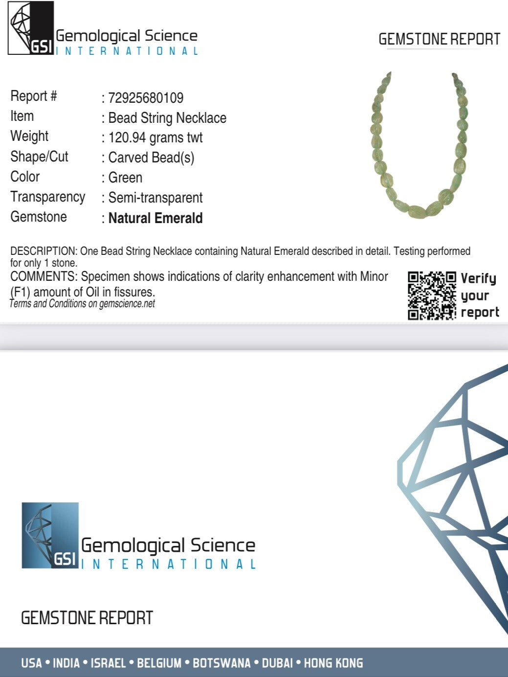 Certified Vintage Natural Emerald Carved 582 Ct Oval 25mm Rare Gemstone Necklace