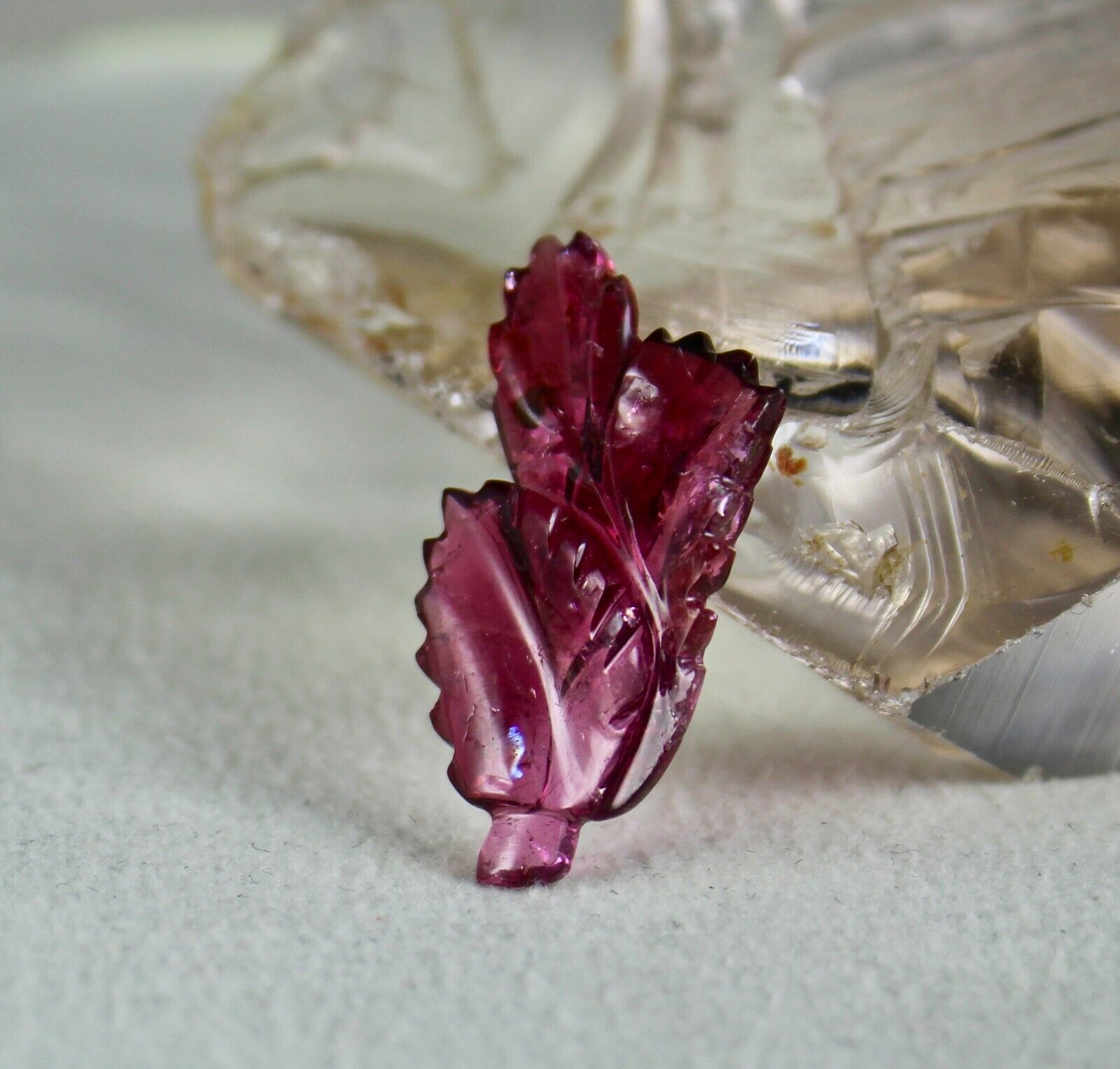 Natural Pink Tourmaline Carved Leaf 19.49 Ct Gemstone For Pendant Ring