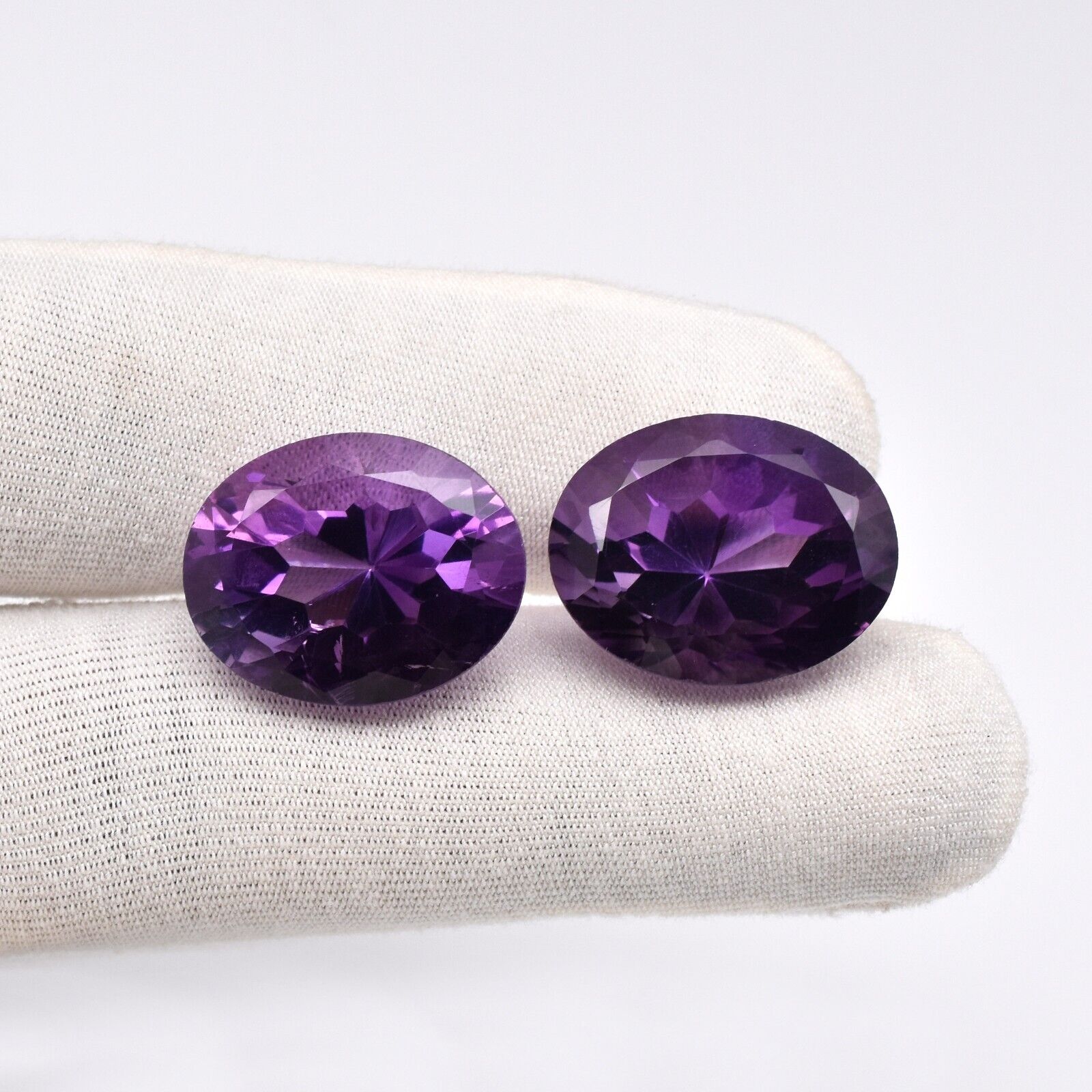 Big Natural Amethyst Oval Cut Gemstone Pair 23x18 mm 54.91 Ct Designing Earring