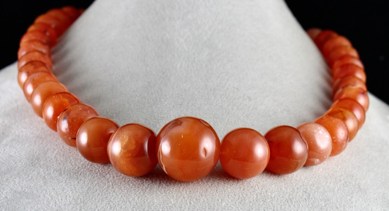 Orange Carnelian Beads Necklace 1173 Ct Round Gemstone Fashion For Women