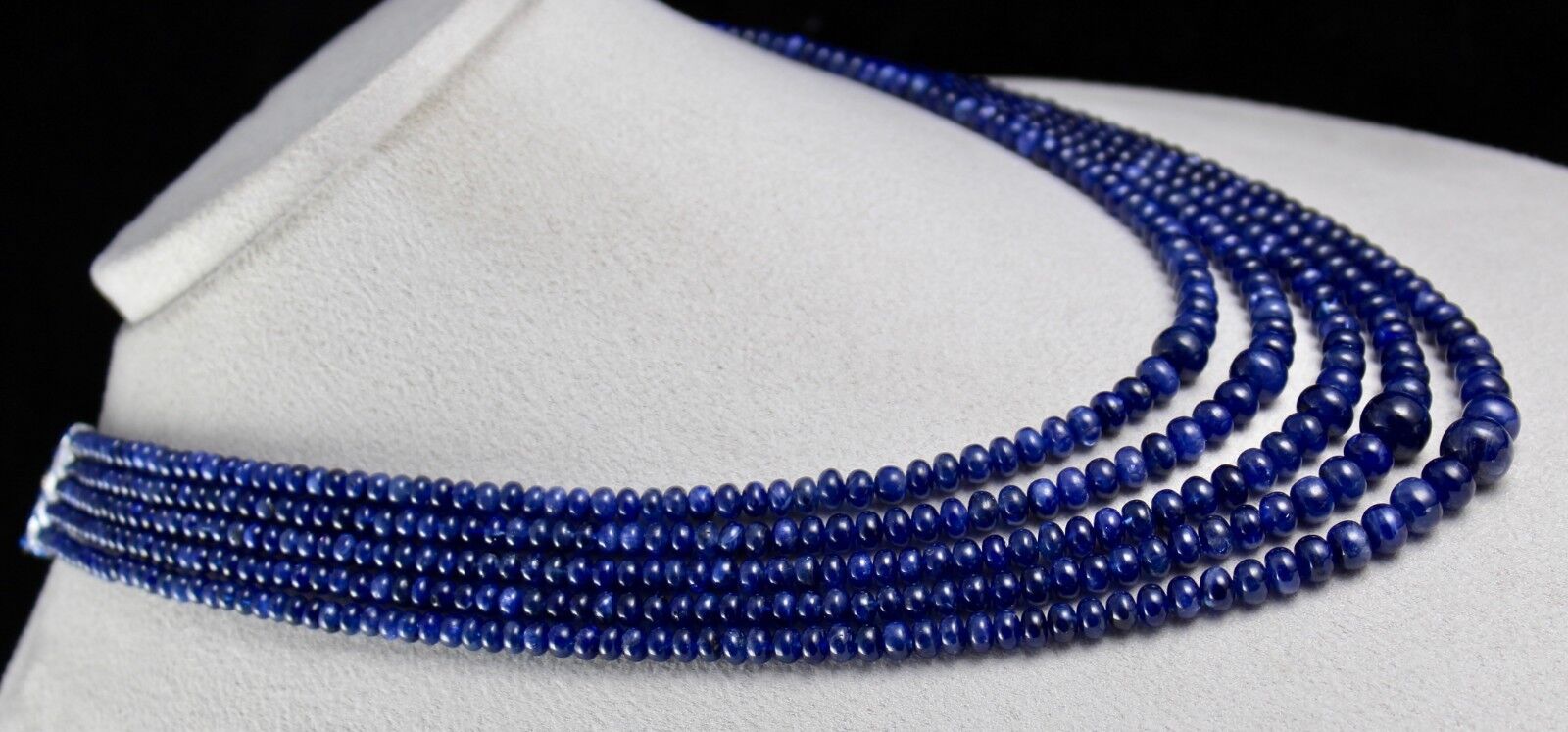 BURMESE BLUE SAPPHIRE BEADS ROUND 5 LINE 614 CTS GEMSTONE COLLECTORS NECKLACE