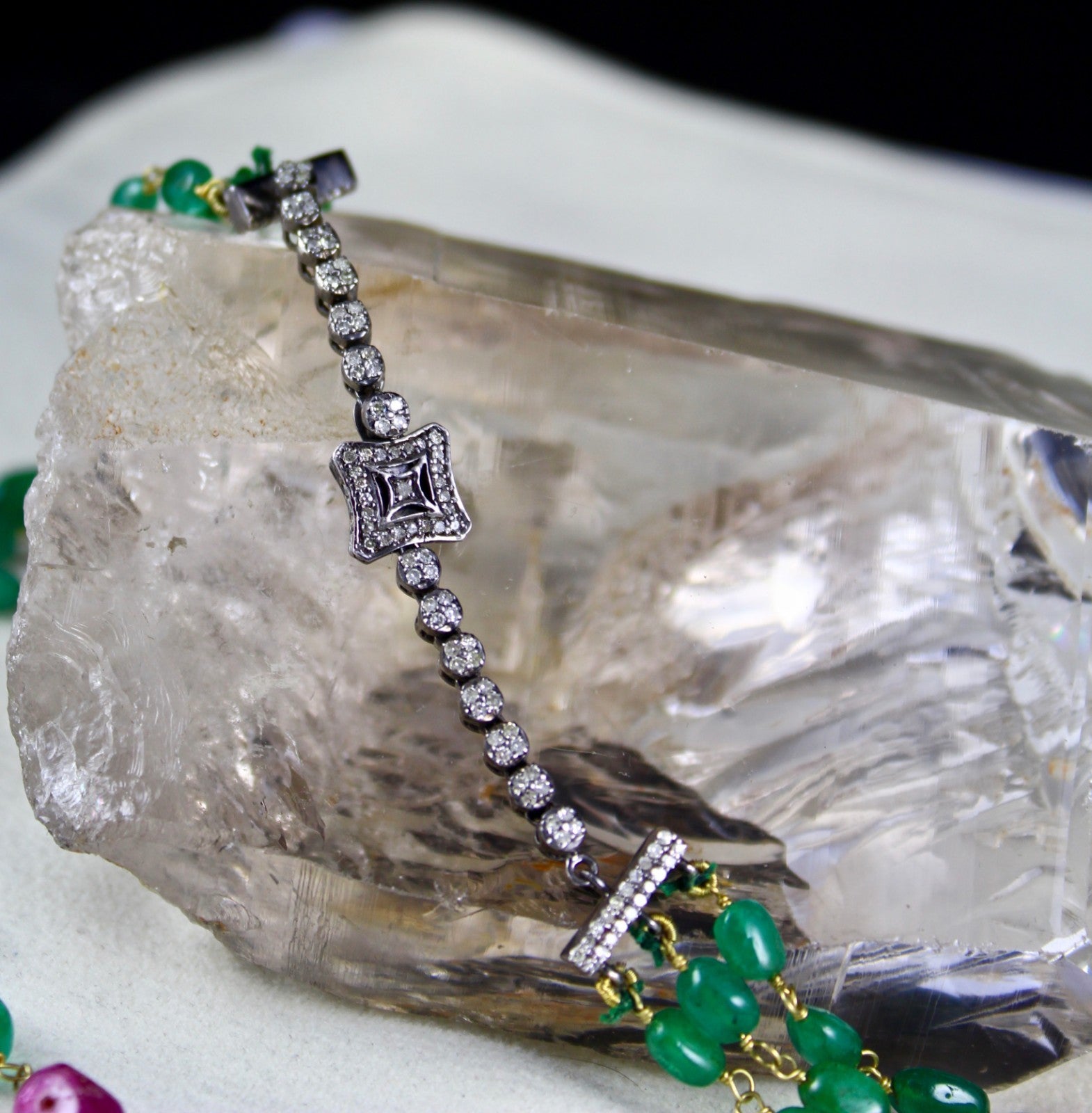 Certified Natural Colombian Emerald Burma Ruby 347 Ct 18k Gold Diamond Necklace