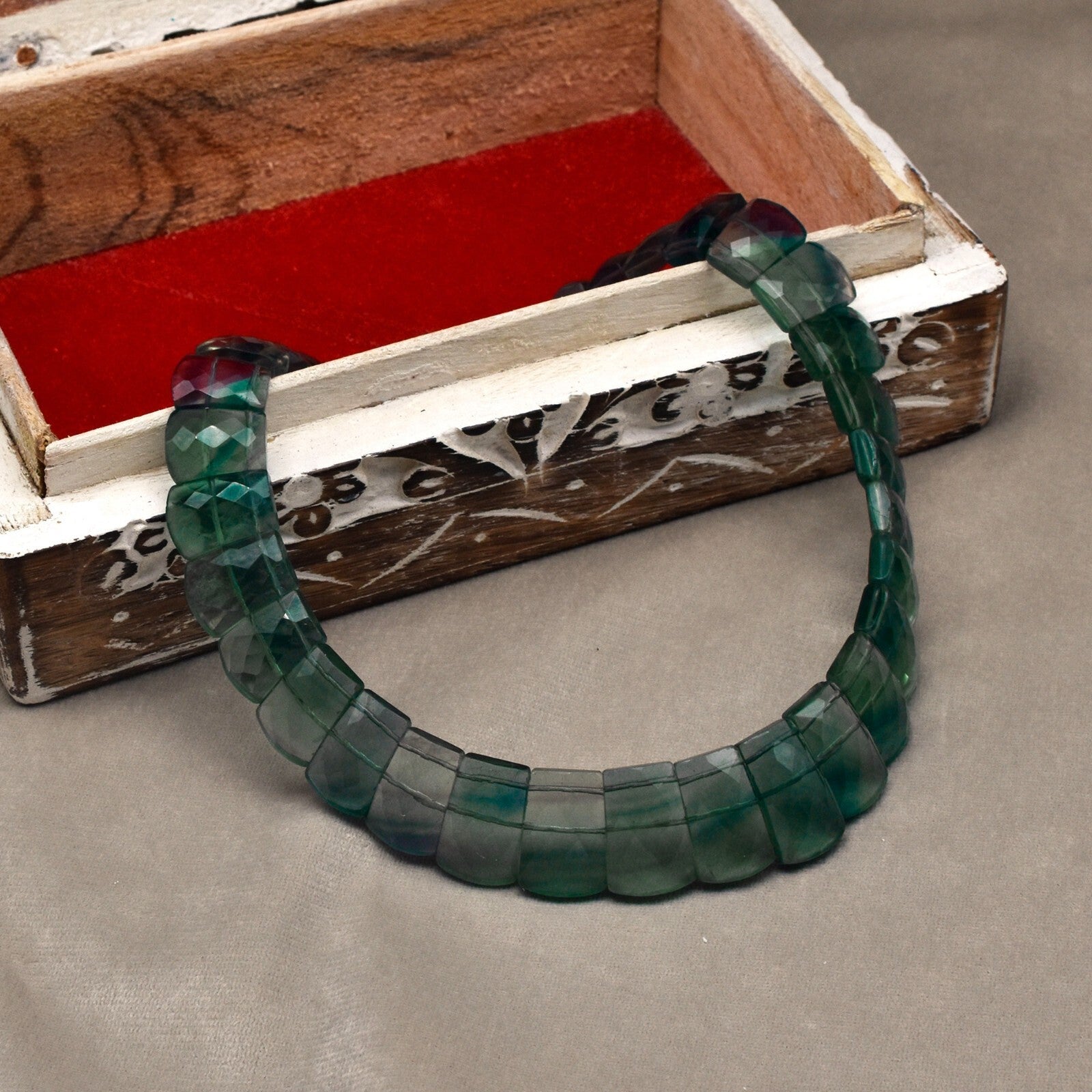 Certified Natural Fluorite 478 Ct Fine Gemstone Semi Precious Necklace