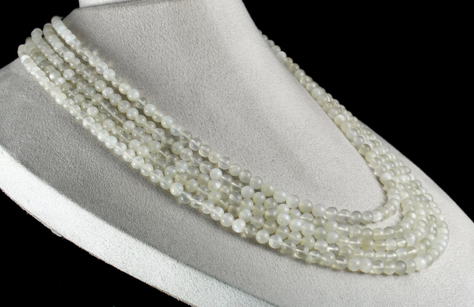 Natural White Moonstone Necklace 802ct Round Gemstone Sterling Silver Clasp