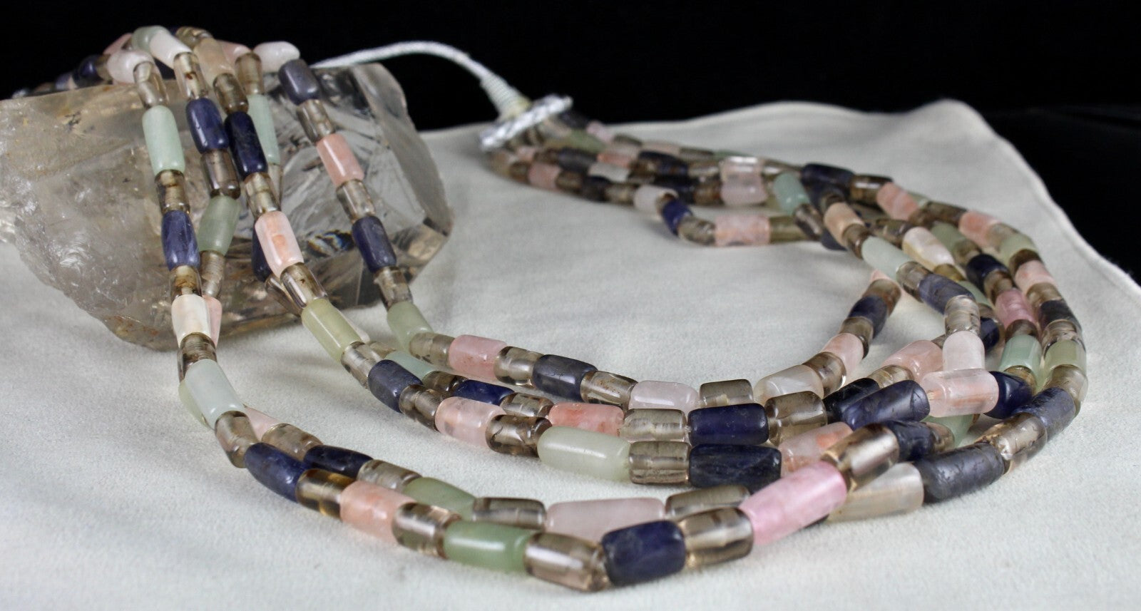 Multi Natural Semi Precious Tube Beads Gemstone Necklace 5 L 1189 Ct