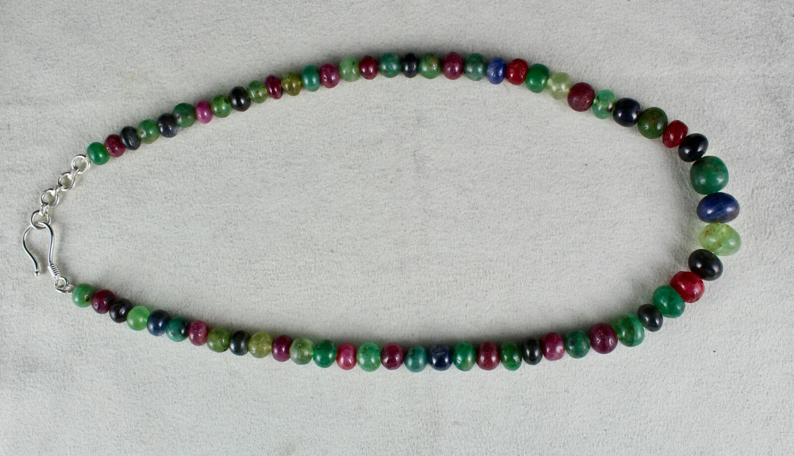 Certified Natural Emerald Ruby Sapphire 327ct Sterling Silver Necklace For Women