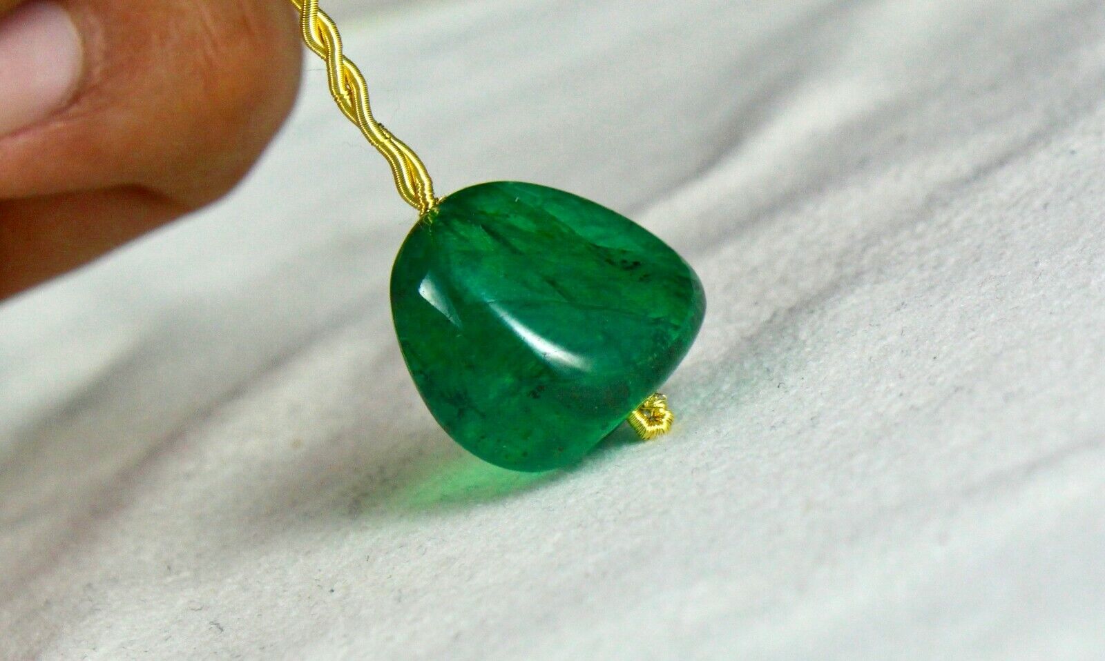 Certified Natural Zambia Emerald Bead 28.70 Ct Drilled Cabochon Gemstone Pendant