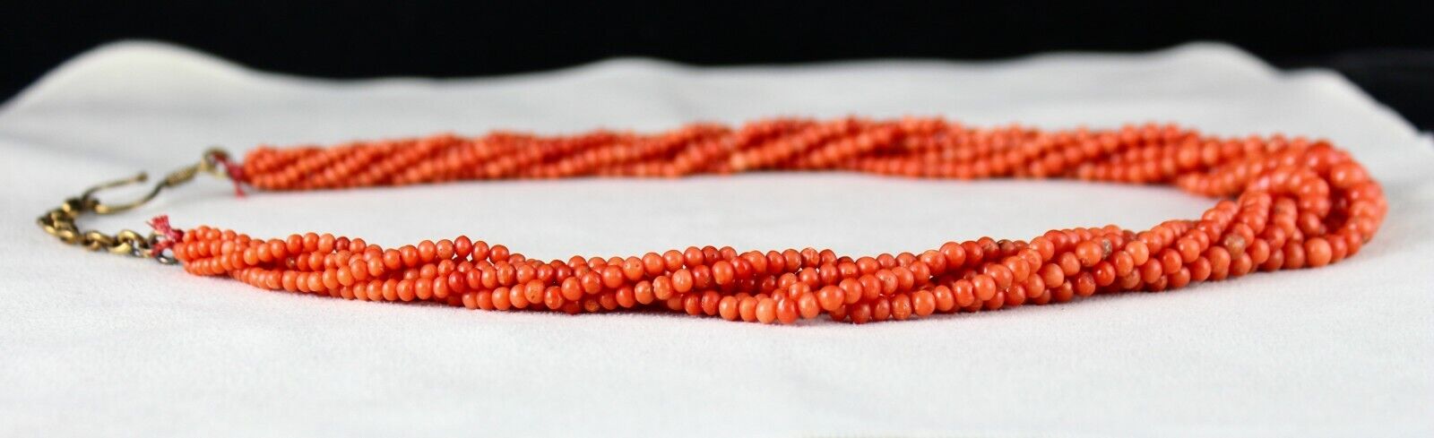 NATURAL ITALIAN CORAL BEADS 6 MM ROUND 6 LINE 360 CARAT GEMSTONE SILVER NECKLACE