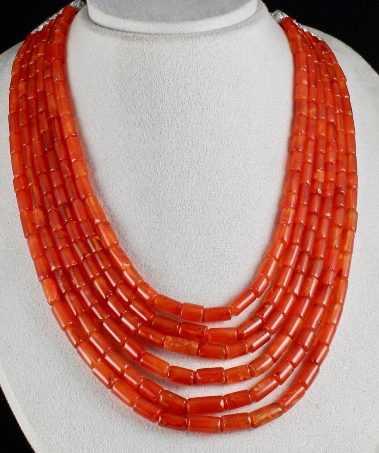 Natural Carnelian Beads Fancy Tube 6 L 1017 Ct Orange Gemstone Fashion Necklace