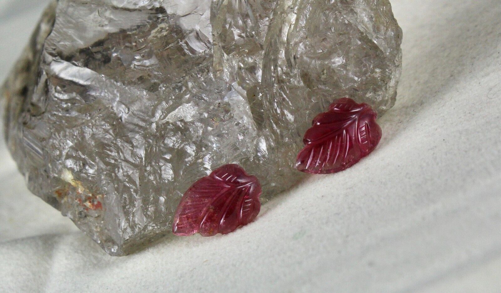 NATURAL PINK TOURMALINE CARVED 4 PCS 28.18 CARATS GEMSTONE FOR EARRING DESIGNING