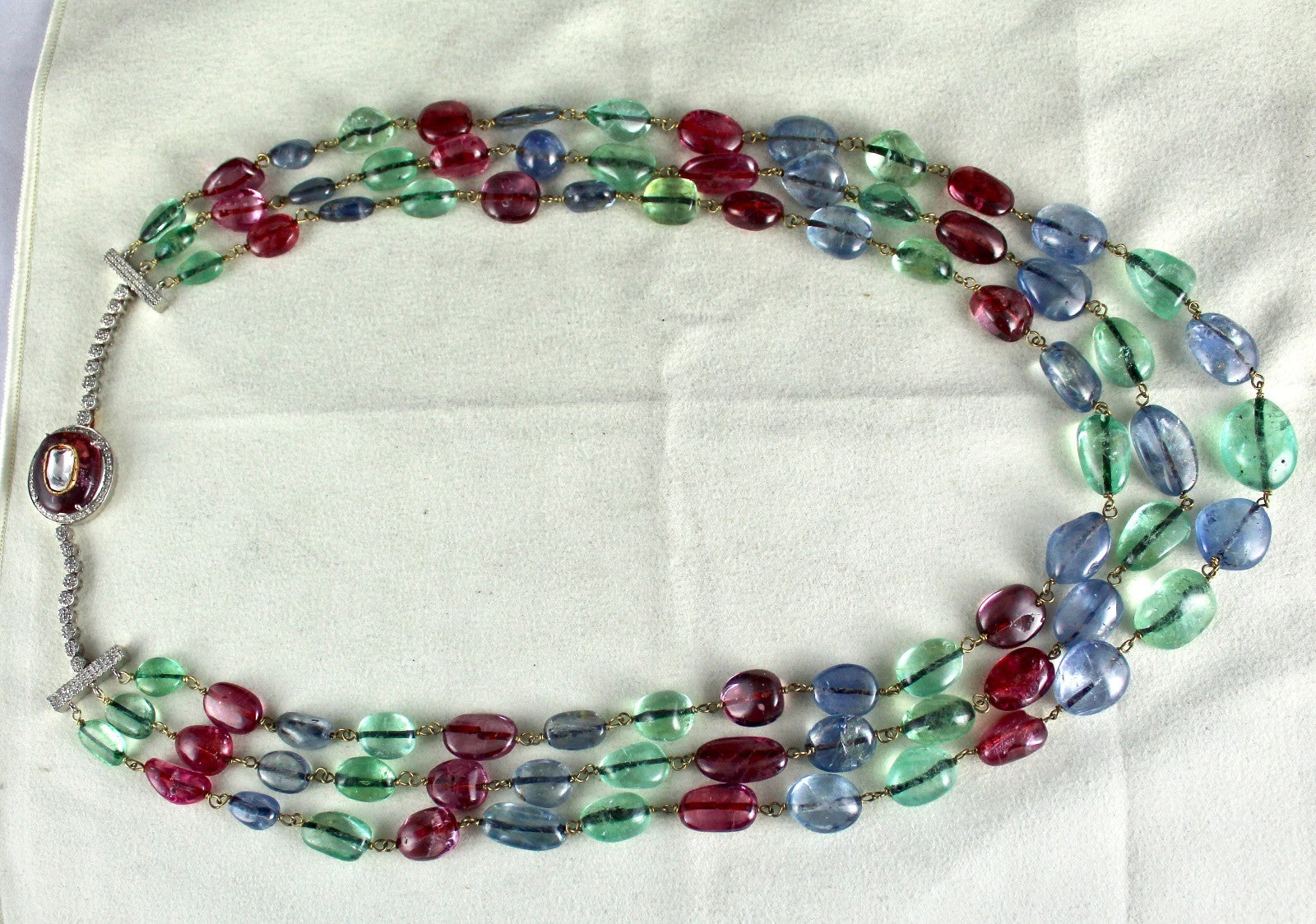 Certified Important Old Necklace Natural Emerald Sapphire Spinel 10ct Nugget