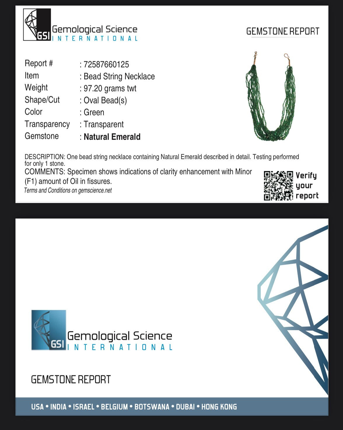 Certified Natural Emerald Bead Cabochon 486 Ct Gemstone Necklace For Women