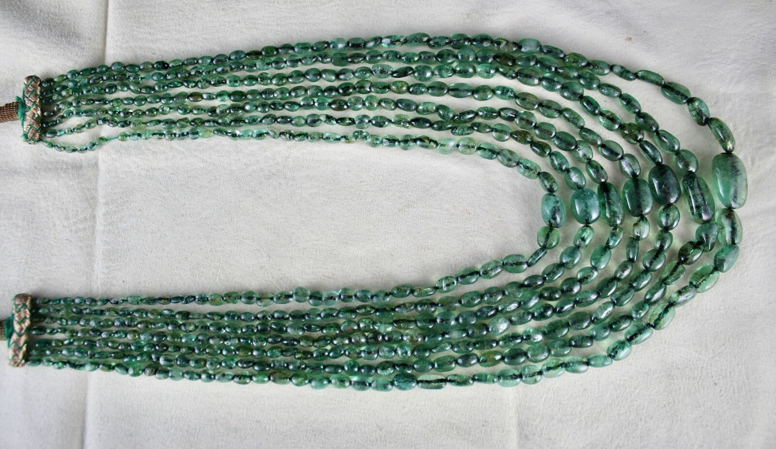 Antique Natural Emerald Beads Necklace 528 Ct Certified Long Classic 7l