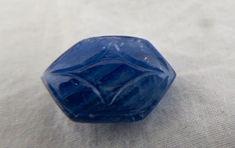 Natural Burma Blue Sapphire Carved Marquise 18X12mm 12.35 Ct Stone Ring Pendant