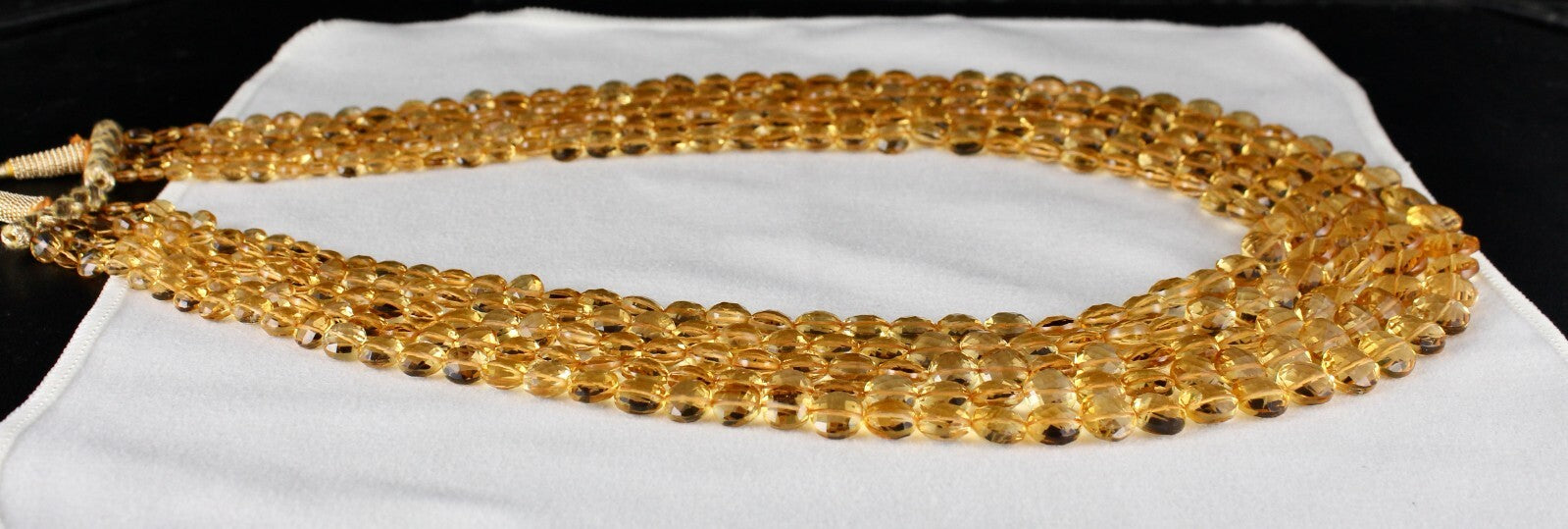 Certified Natural Yellow Citrine 626 Ct Faceted Coin Gemstone Necklace