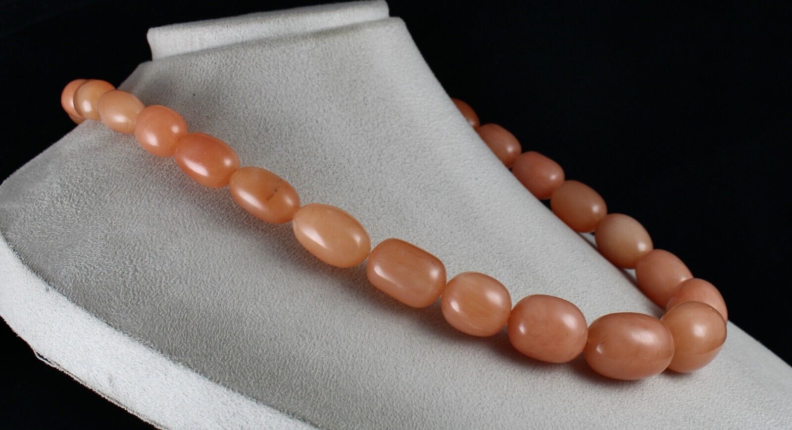 Natural Orange Quartz Long Beaded Necklace 1089 Carats Gemstone Silver Clasp