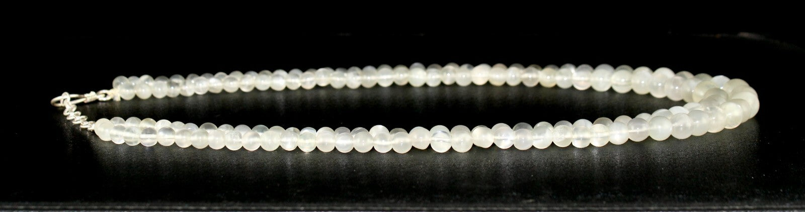 Sterling Silver Moonstone Necklace 442ct Round Gemstone Beads Silver Clasp