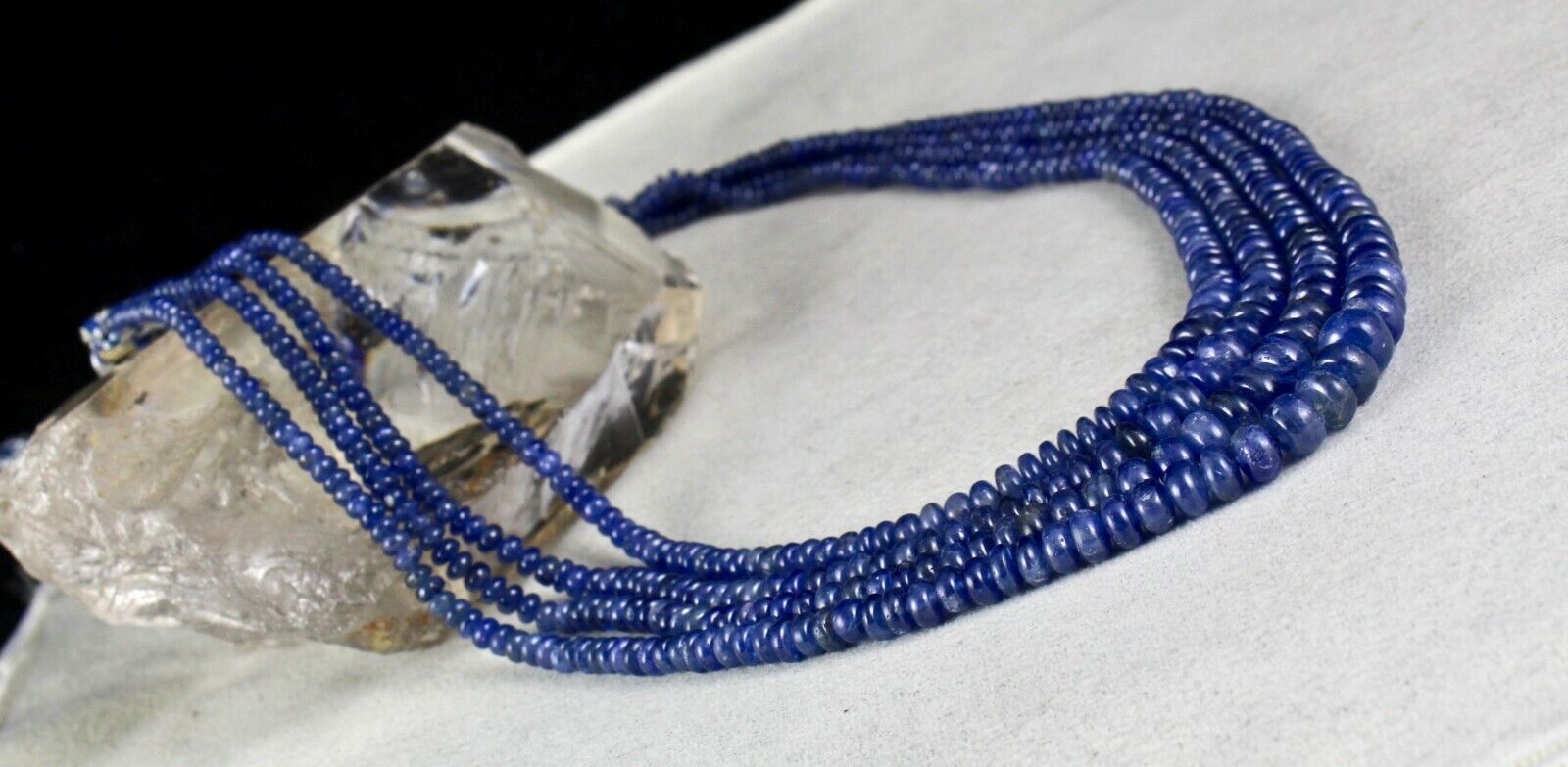 OLD BURMA NATURAL BLUE SAPPHIRE BEADS ROUND 4 LINE 477 CARATS GEMSTONE NECKLACE