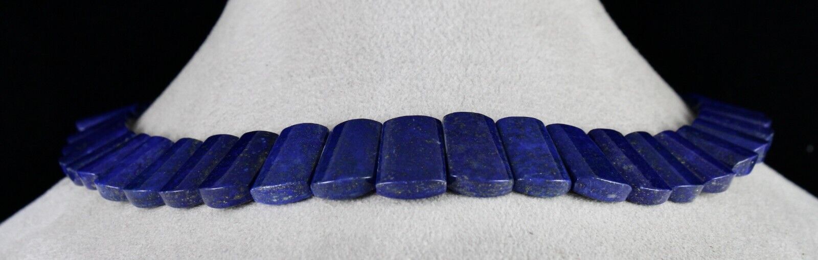 Natural Blue Lapis Lazuli Flat Cut 463 Ct Gemstone Semiprecious Fashion Necklace