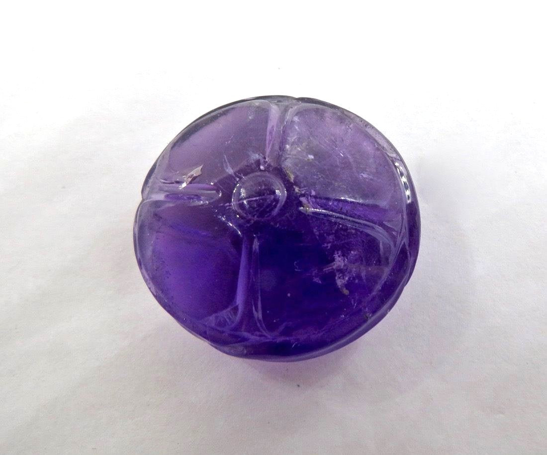 Natural Amethyst 87ct Carved Round Ball Gemstone 27mm For Pendant