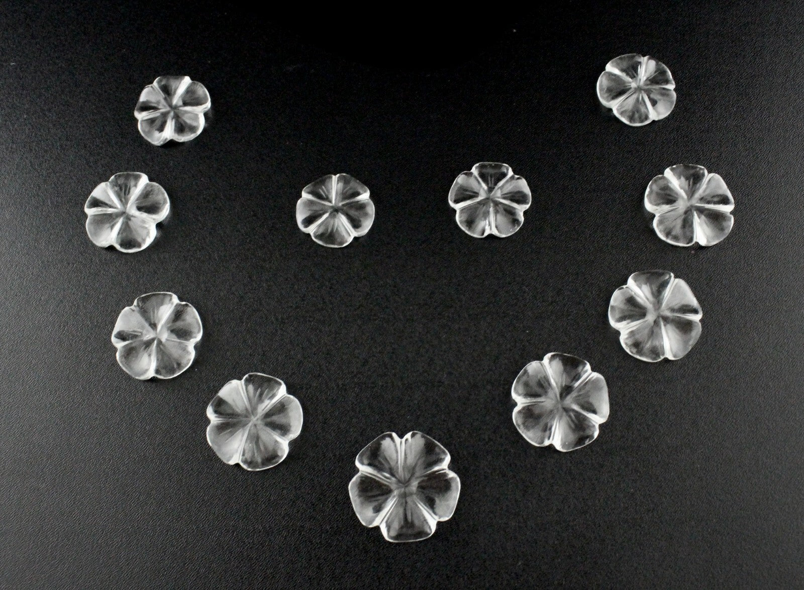 Natural Rock Crystal Quartz Flower Set 164 Ct Gemstone 11 Pcs Designing