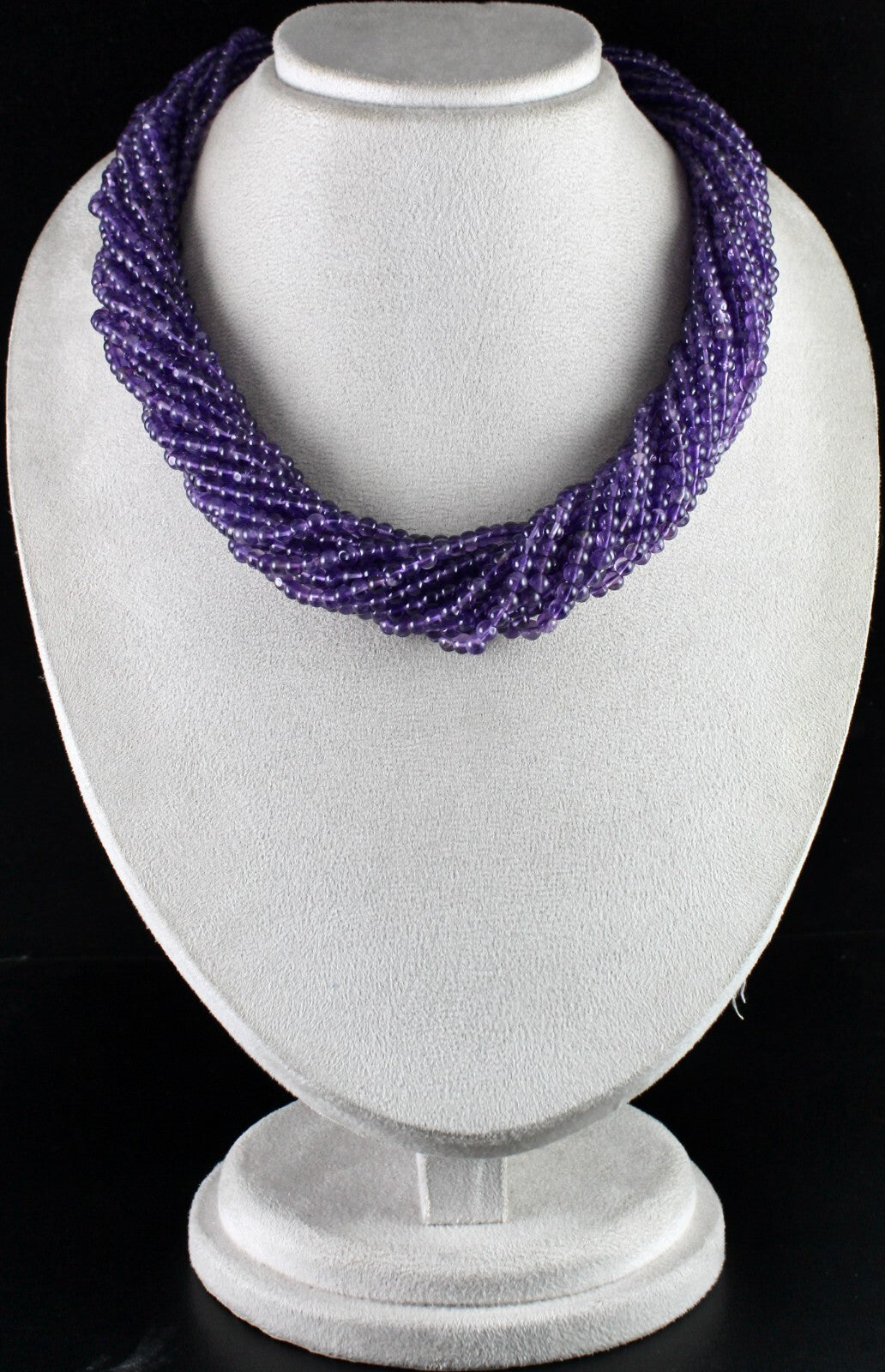 Natural Amethyst 1265 Ct Beads Round Gemstone Sterling Silver Necklace 15l