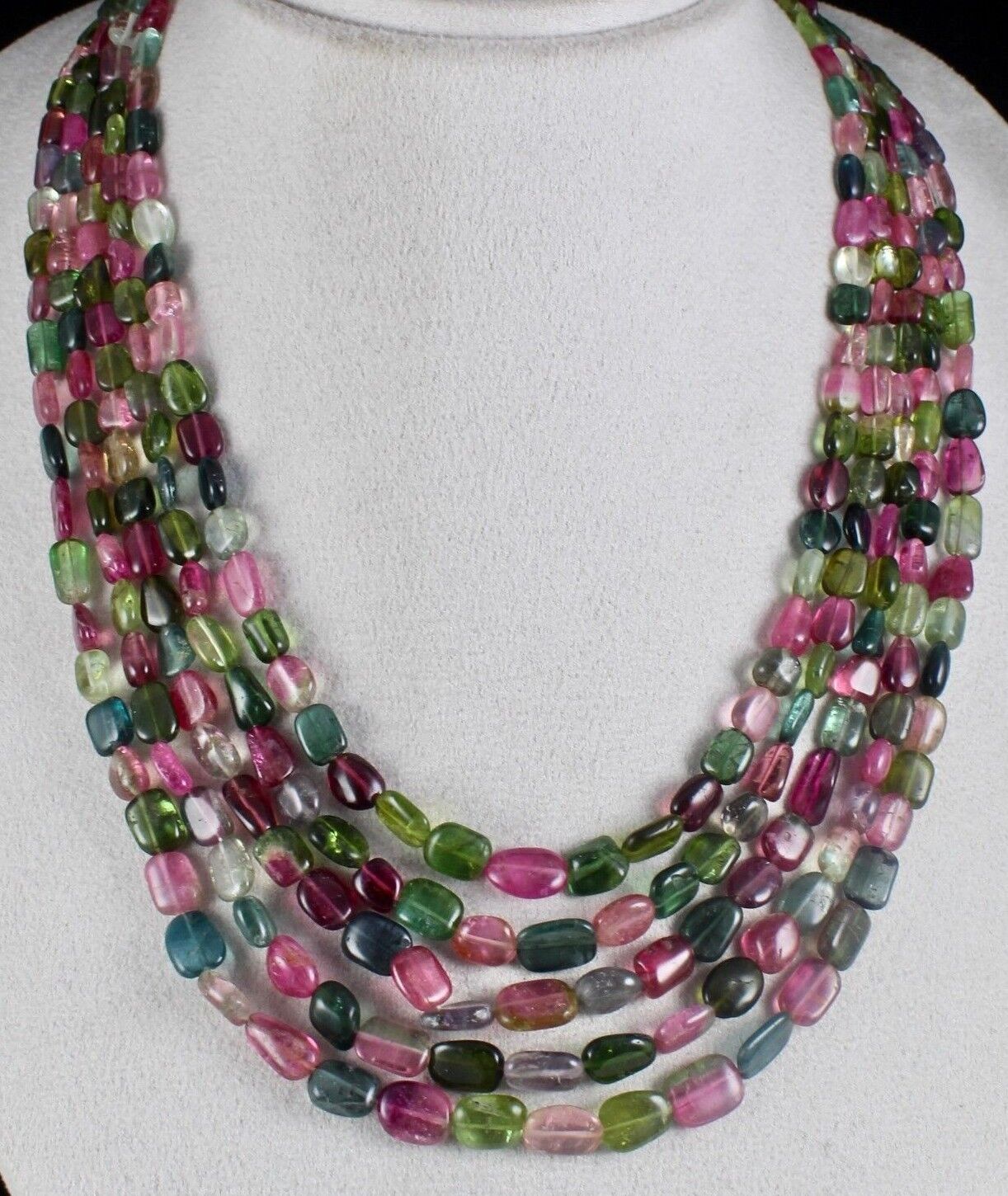 Fine Natural Multi Tourmaline Beads Cabochon 5 L 667 Ct Gemstone Necklace