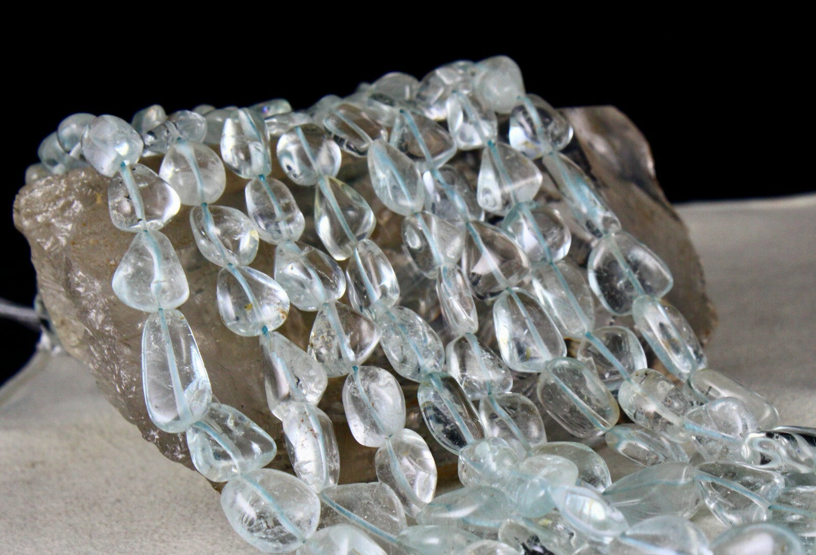 Certified Natural Blue Topaz 4 Line 1215ct Beaded Fine Necklace