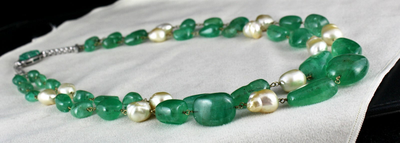 Certified Estate Aaa+ Natural Colombian Emerald 670 Ct Beads Necklace For Women