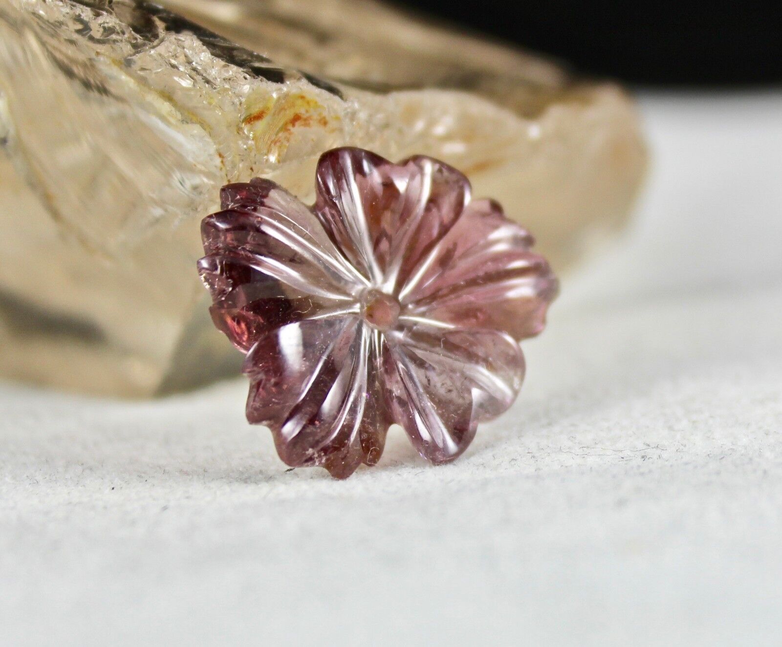 Natural Tourmaline Carved Flower 24.40 Ct Gemstone For Designing Ring Pendant