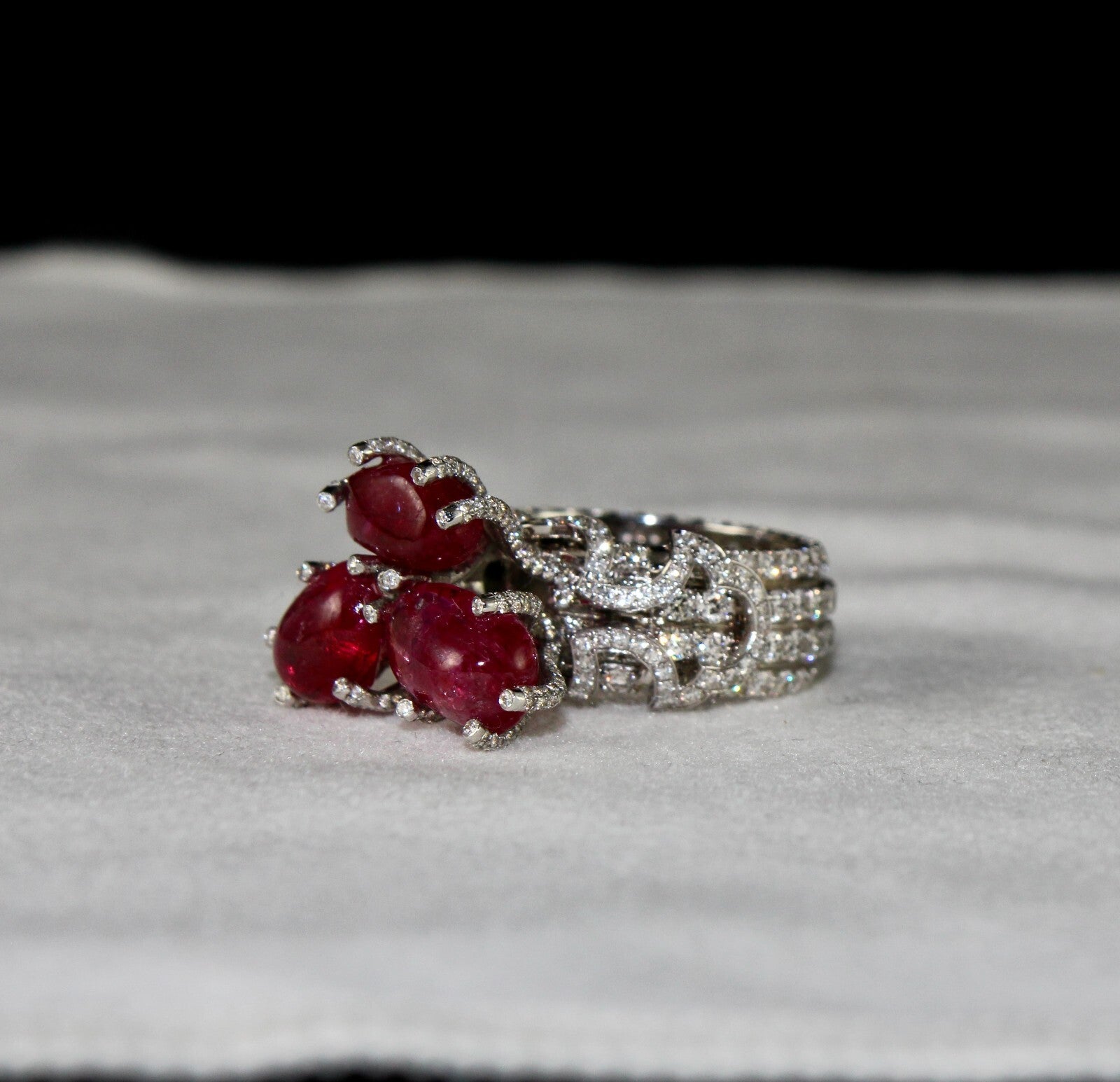 Certified Burmese Ruby 10ct Natural Diamond 18k Gold Important Cocktail Ring