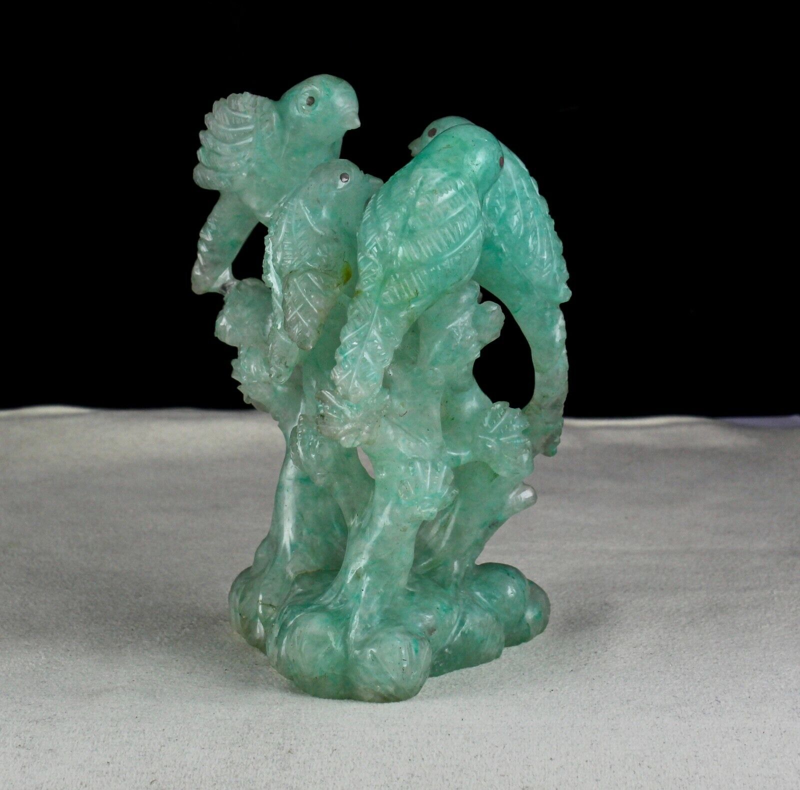 5" NATURAL EMERALD QUARTZ BIRD FIGURE 2230 CTS GEMSTONE STATUE FOR HOME DECOR